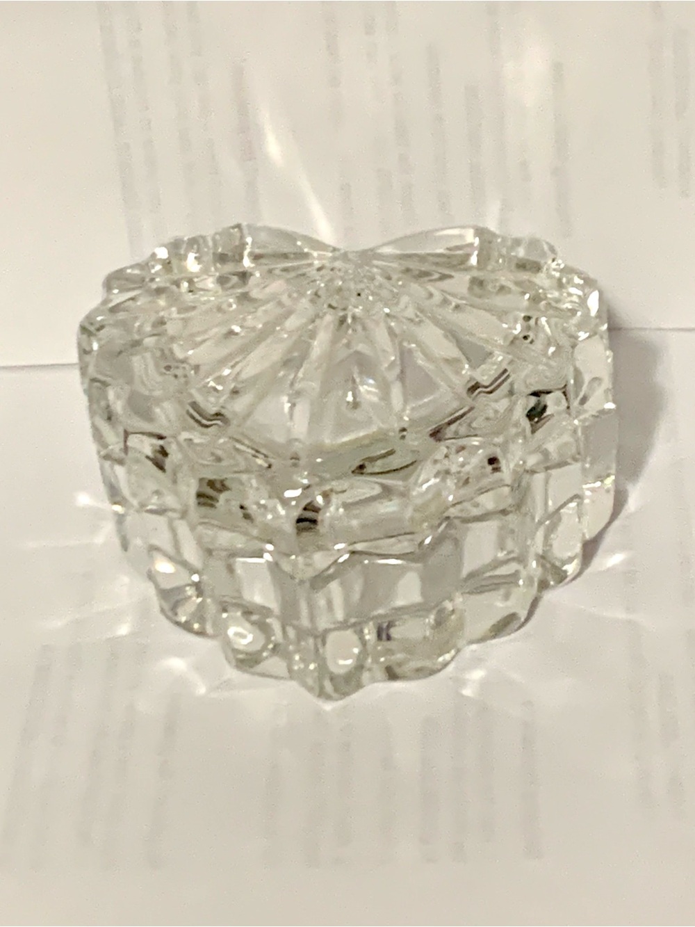 Mikasa Clear Heart Shaped Cut Glass Trinket Jewelry Dish